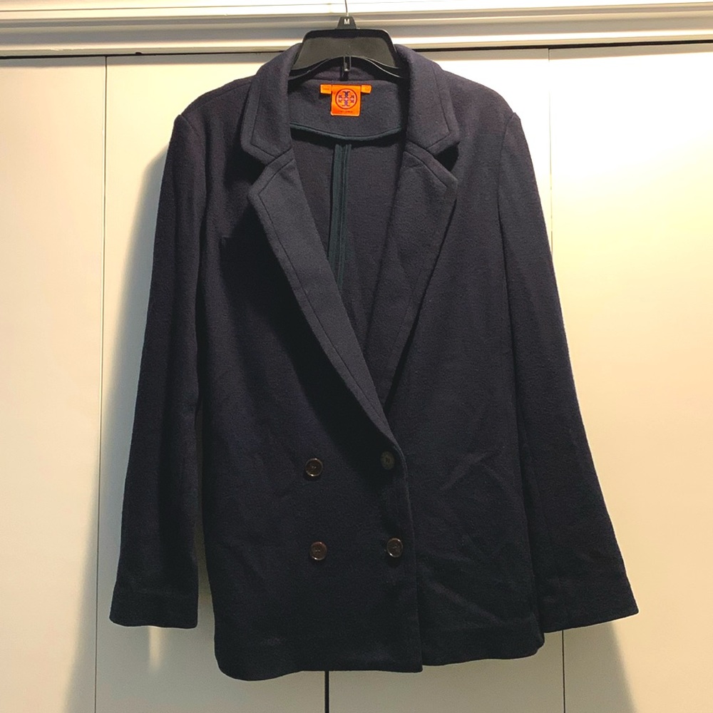 Tory Burch Wool Navy Blue Blazer Jacket